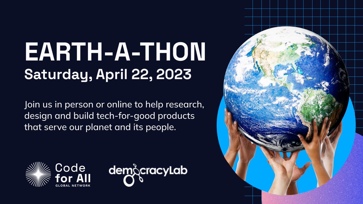 CodeforAll's tweet image. 🌍 Mark your calendars for #EarthDay, April 22nd! Join our tech-for-good community in-person or online for an inspiring convening.

Let&apos;s celebrate by using our talents to create a better future for our planet 🌿🌳 → bit.ly/3lchSvc