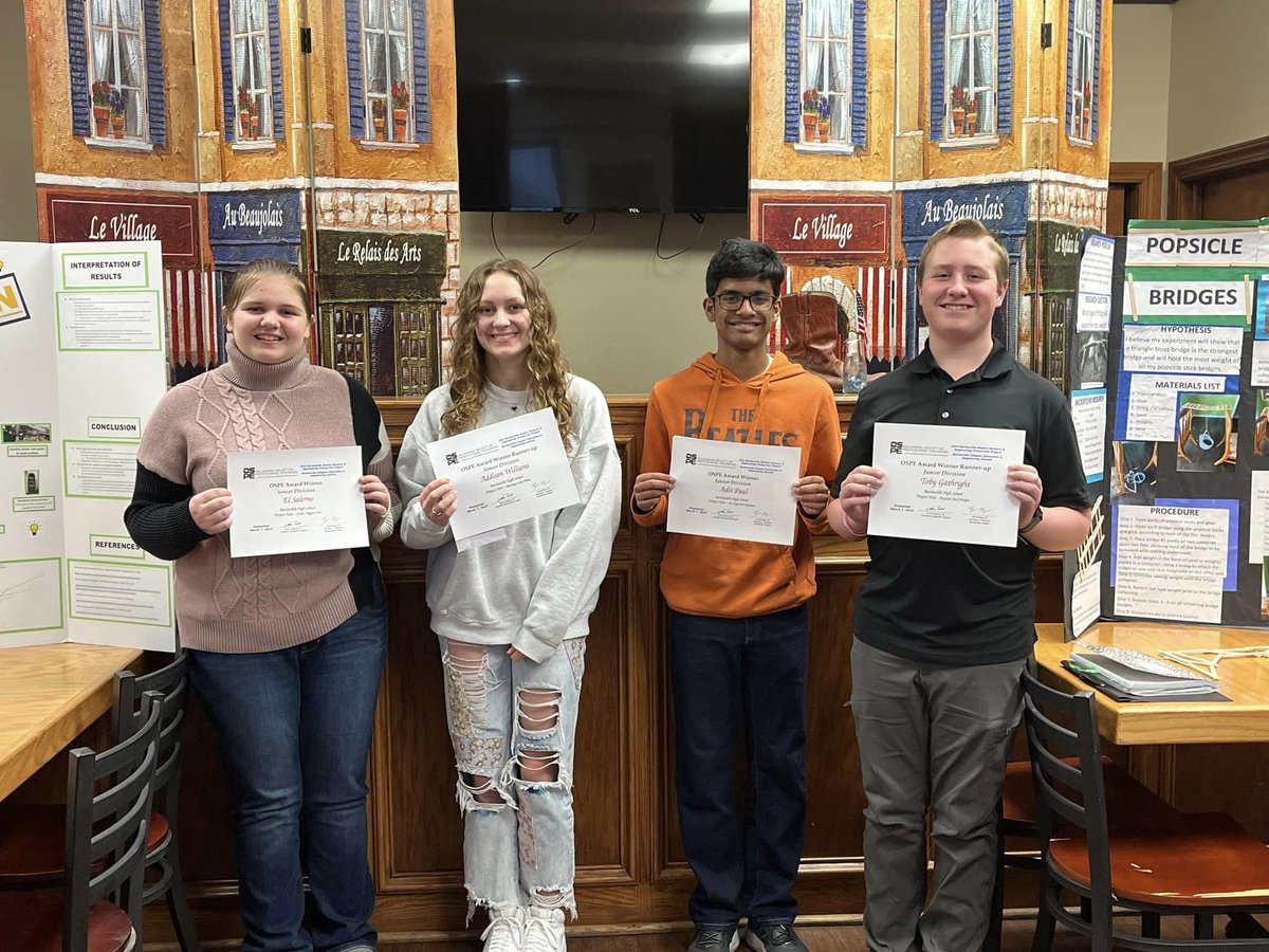 OSPE2's tweet photo. Recently spent a great day with the Bartlesville Engineering Fair winners and their parents. Got to hear their winning presentations and learn more about their future plans. What a great group of kids! https://t.co/azQXtDYWsS