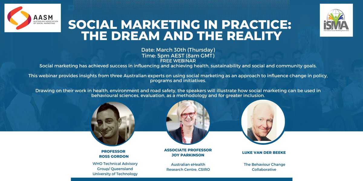 AASM_Aus's tweet photo. Join us 30th March 5pm AEST for our FREE March webinar “Social marketing in practice: the dream and the reality”. Hear what works and what doesn’t. Register here: https://t.co/iMowRrvBjb https://t.co/5dD82EvgLI