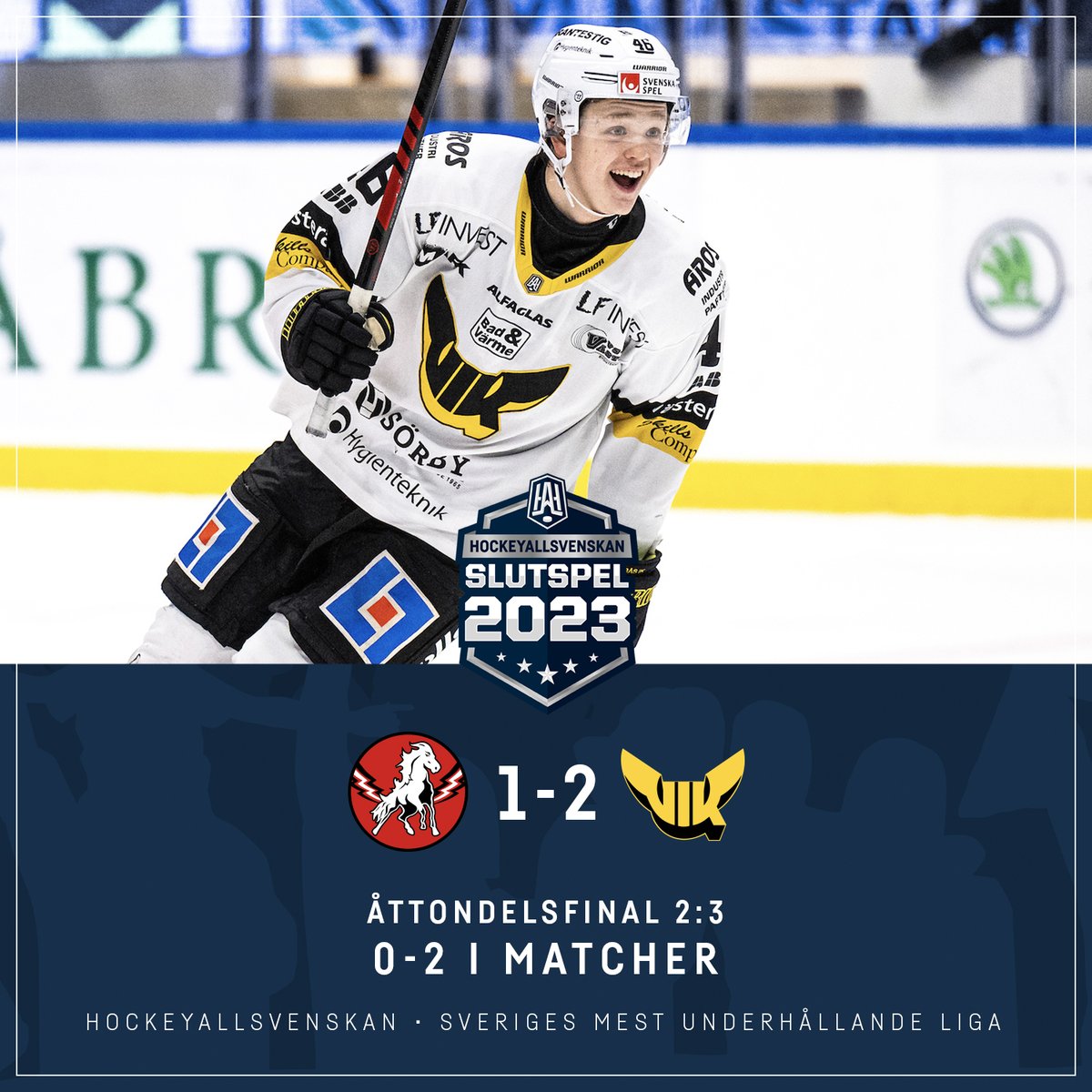 SLUT!
<a href="/VasterasIK/">Västerås IK</a> slog tillbaka @HCVitahasten igen, vinner åttondelsfinalen med 2-0 i matcher och är klara för kvartsfinal!
📷 Jonas von Hofsten, Lidingöfoto
#twittpuck #hockeyallsvenskan #sverigesmestunderhållandeliga