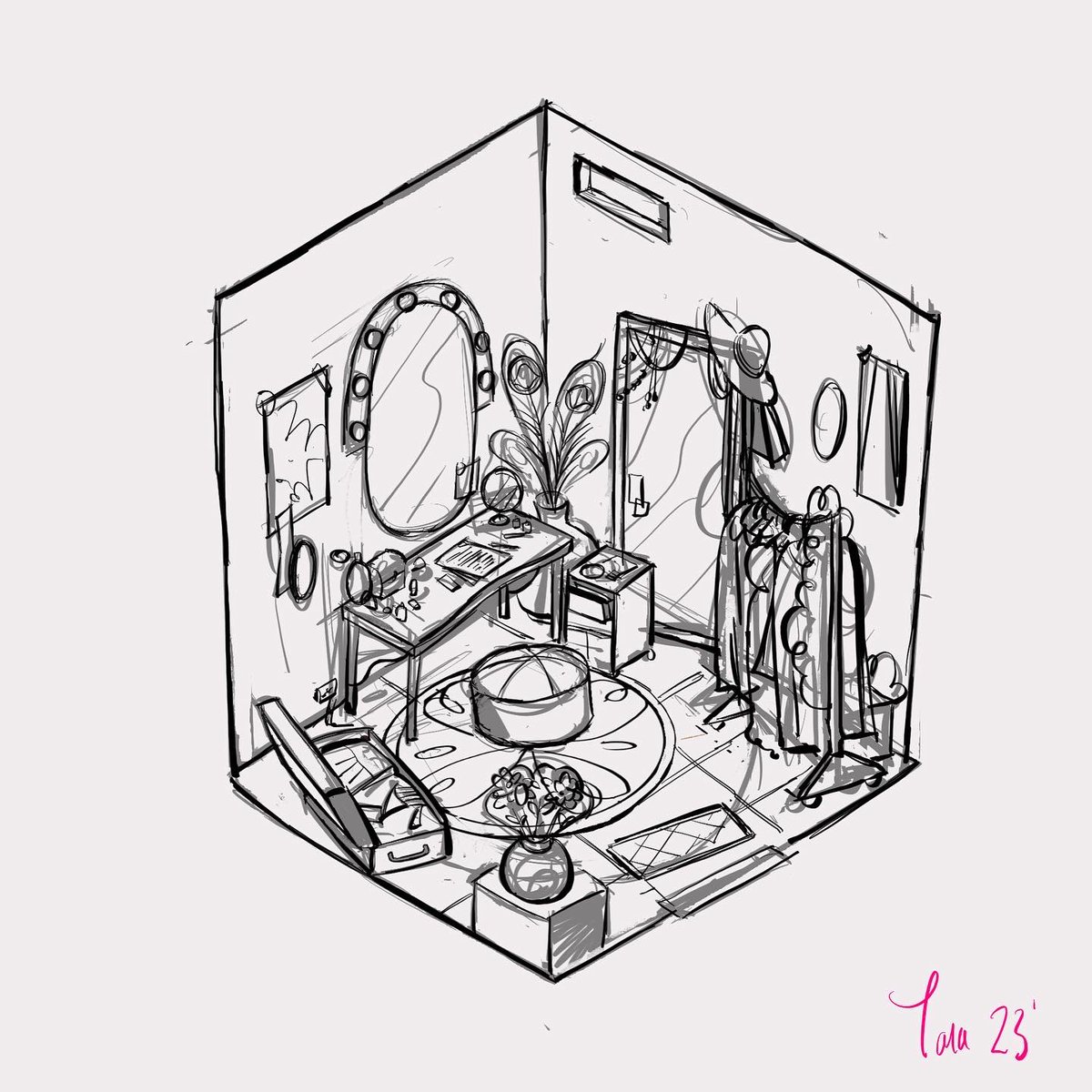 「I'm tying to get better with designing i」|Tara Woodsのイラスト