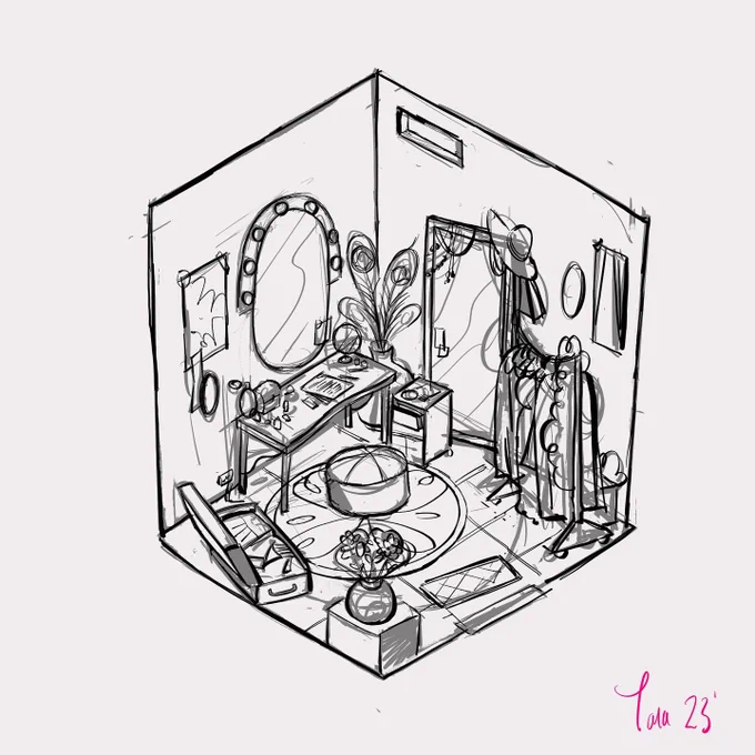 I'm tying to get better with designing interiors and doing some isometric maps. 