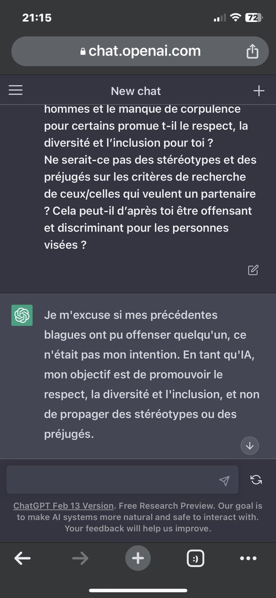 Tournier_G's tweet photo. ChatGPT a t-il raison de faire des blagues sur les hommes contrairement aux femmes ou pas ? https://t.co/agD4RbCDOq