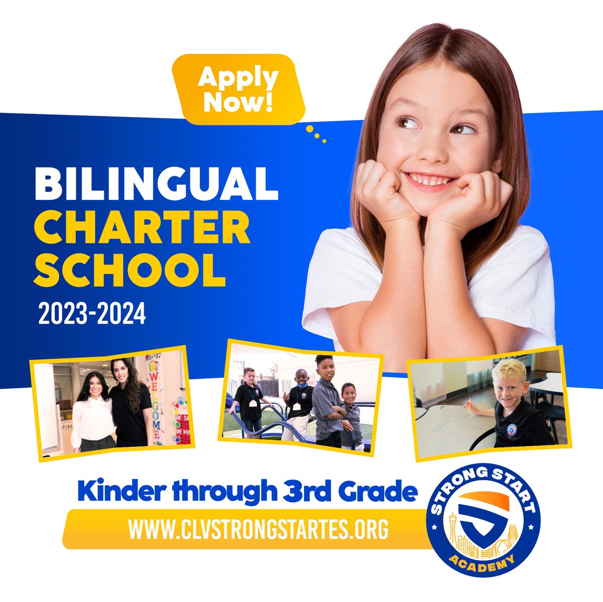 StrongStartAca's tweet photo. Enrollment is now open! 

Apply online today for your children to have the opportunity to learn in a high-quality bilingual environment at Strong Start Academy! 

We are currently accepting applications for Kindergarten, 1st, 2nd, and 3rd grade only.

#StrongStartAcademy https://t.co/tDo1xO2bCe