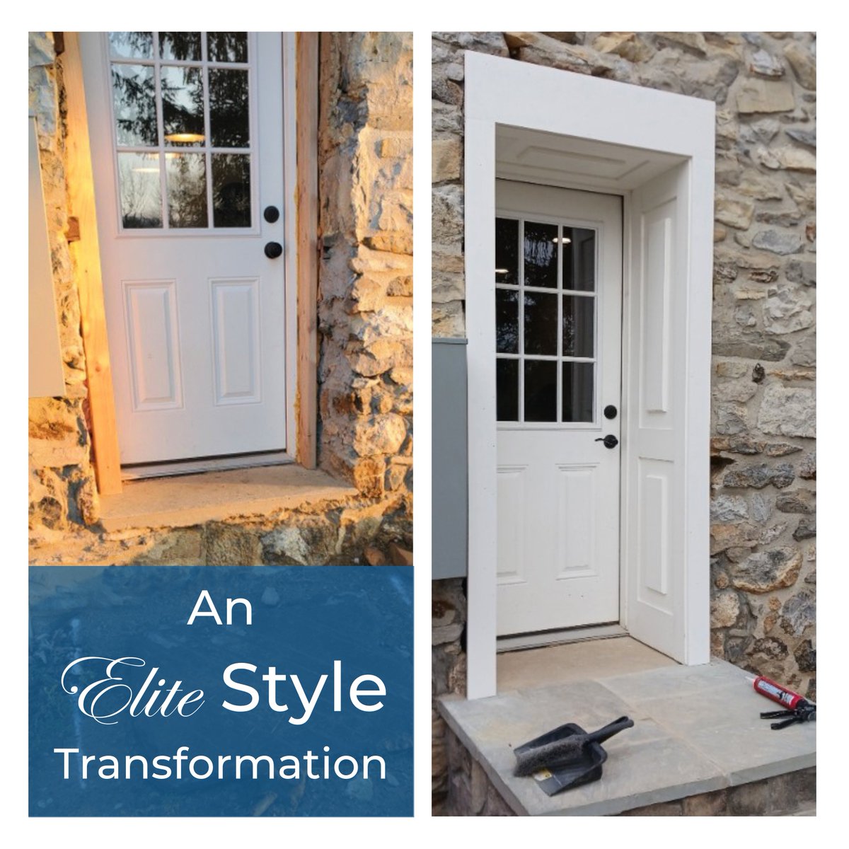 dbelitecustom's tweet photo. A little #transformationtuesday from one of our current projects:

🚪 The homeowner made a door opening where there used to be a window, but was unsure on how to finish the exterior. Our Carpenter, Brandon, enjoyed adding some “Elite style” to the area. 
#makeyourhomeElite https://t.co/qrwZWpEQDf