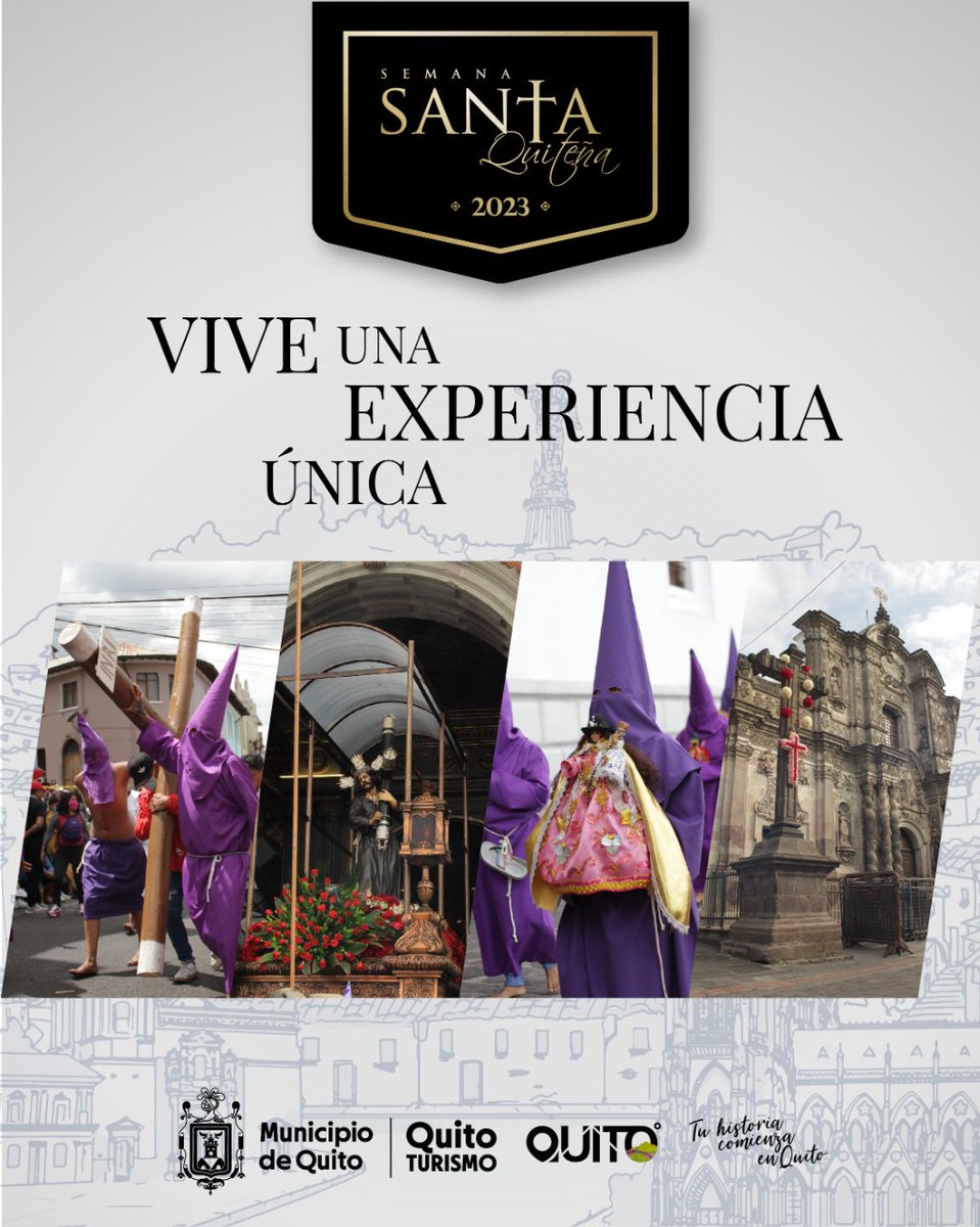 🔔 ¡Atención, atención! 🔔 La Semana Santa quiteña ya está aquí y trae consigo una experiencia única en la que se unen lo religioso y lo cultural. ¡No te pierdas esta oportunidad de reflexión y admiración de tradiciones milenarias! 🙏🏼 #SemanaSantaQuiteña