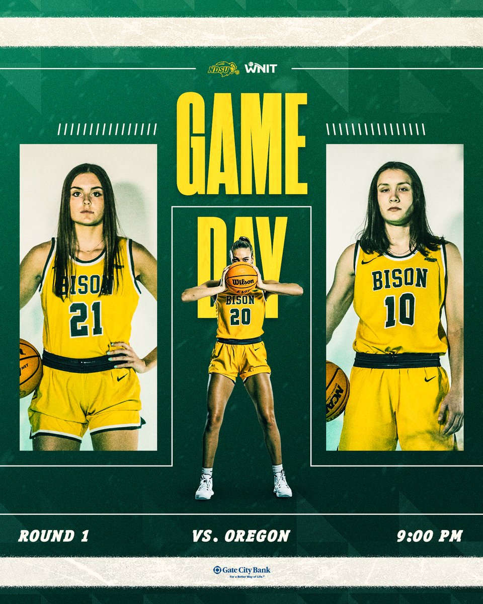 NDSUwbb's tweet photo. 𝐆𝐀𝐌𝐄 𝐃𝐀𝐘 vs. the Ducks 🤘

🆚: Oregon
⏰: 9:00 PM
📍: Eugene, OR
🏟️: Matthew Knight Arena
💻: https://t.co/PR5YXkv6P4
📻: Bison 1660 
📈: https://t.co/xUhVXcwPUL https://t.co/gB1BapNXOE