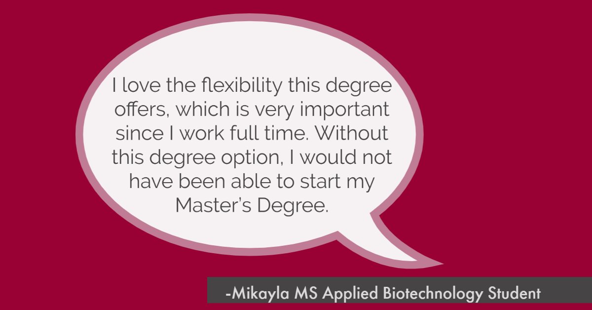 With STEM degree programs like our MS in Applied Biotechnology, you can have your cake- err.. pie, and eat it too! Earn your degree in a lucrative field &amp; on your own time. Check out what our students have to say about the program below! #PiDay #NationalPiDay  #Biotechnology
