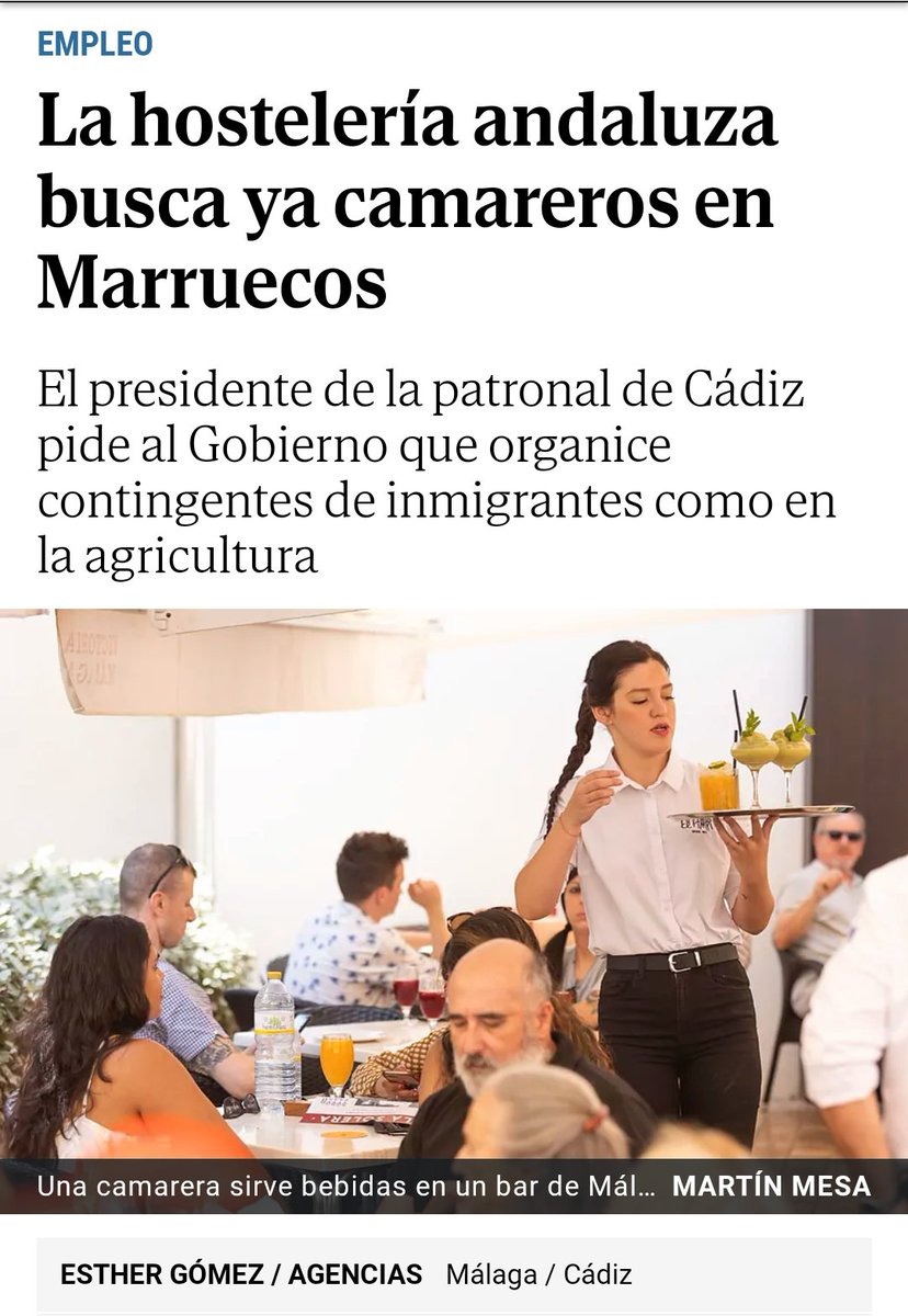 TeresaRodr_'s tweet photo. Habla el portavoz del esclavismo de la hostelería. Quienes tienen que cruzar la frontera para conseguir trabajadores que acepten sus condiciones es porque son explotadores y racista. Abro hilo. https://t.co/ils15lBhbR
