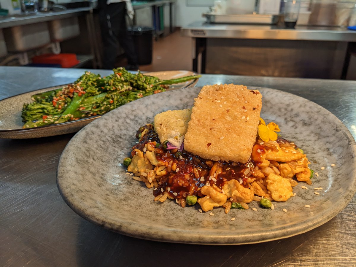 COOKwithvegsoc's tweet photo. Level 3 catering students took part in the heat @TraffordCollege All used tofu as part of their dishes. Many styles of food were on show stir fry, curry, tofu burgers, crispy tofu and fried rice. Judges were impressed with the skill levels on show. @IWFSGlobal #chefcomp https://t.co/FuniWFeCaS