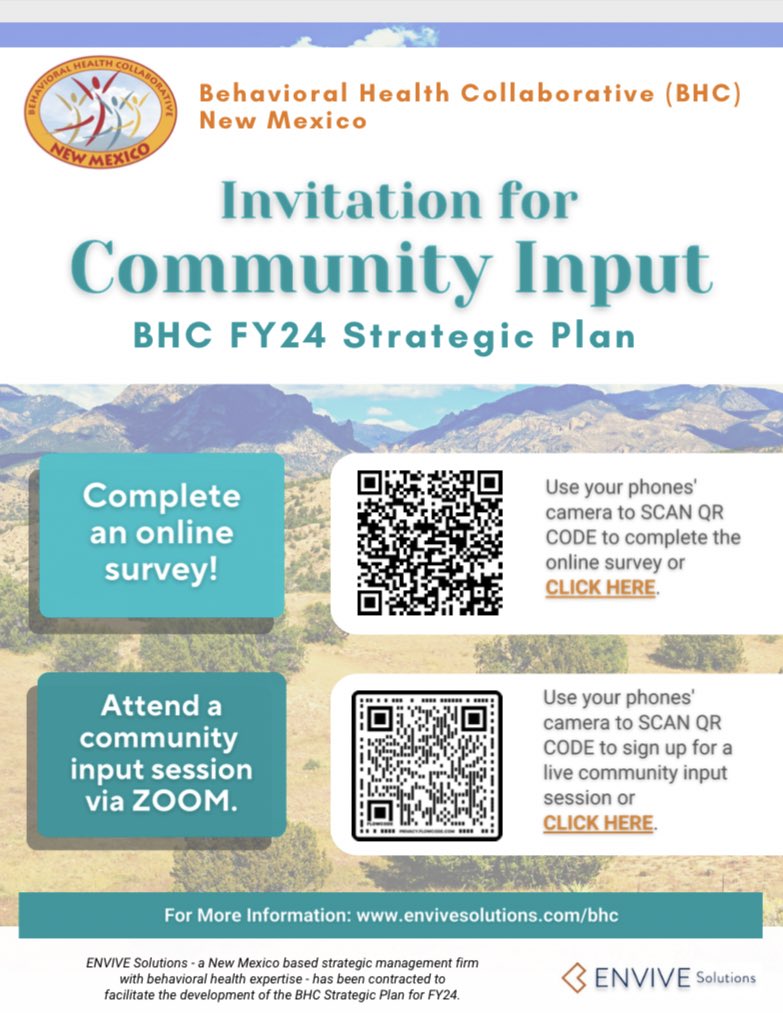 The New Mexico Behavioral Health Collaborative has invited the public to provide input on their 2024 strategic plan.
