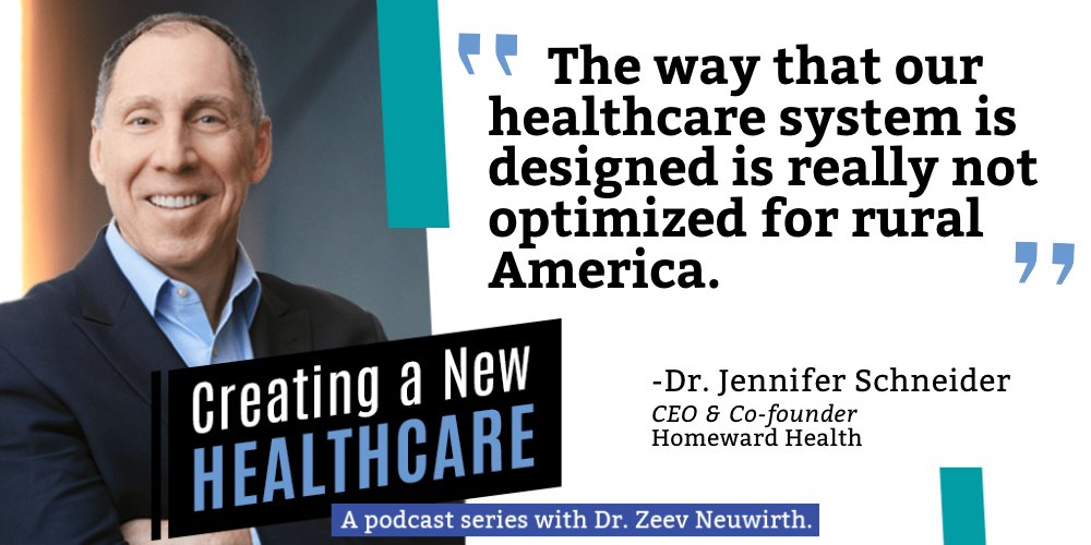 Have you listened to the latest #CreatingANewHealthcare episode with Dr. Jennifer Schneider? The Homeward CEO joins the podcast to discuss how they are tackling issues facing #ruralhealthcare. Listen now: lnkd.in/eQDihi8H #healthcarepodcast #populationhealth