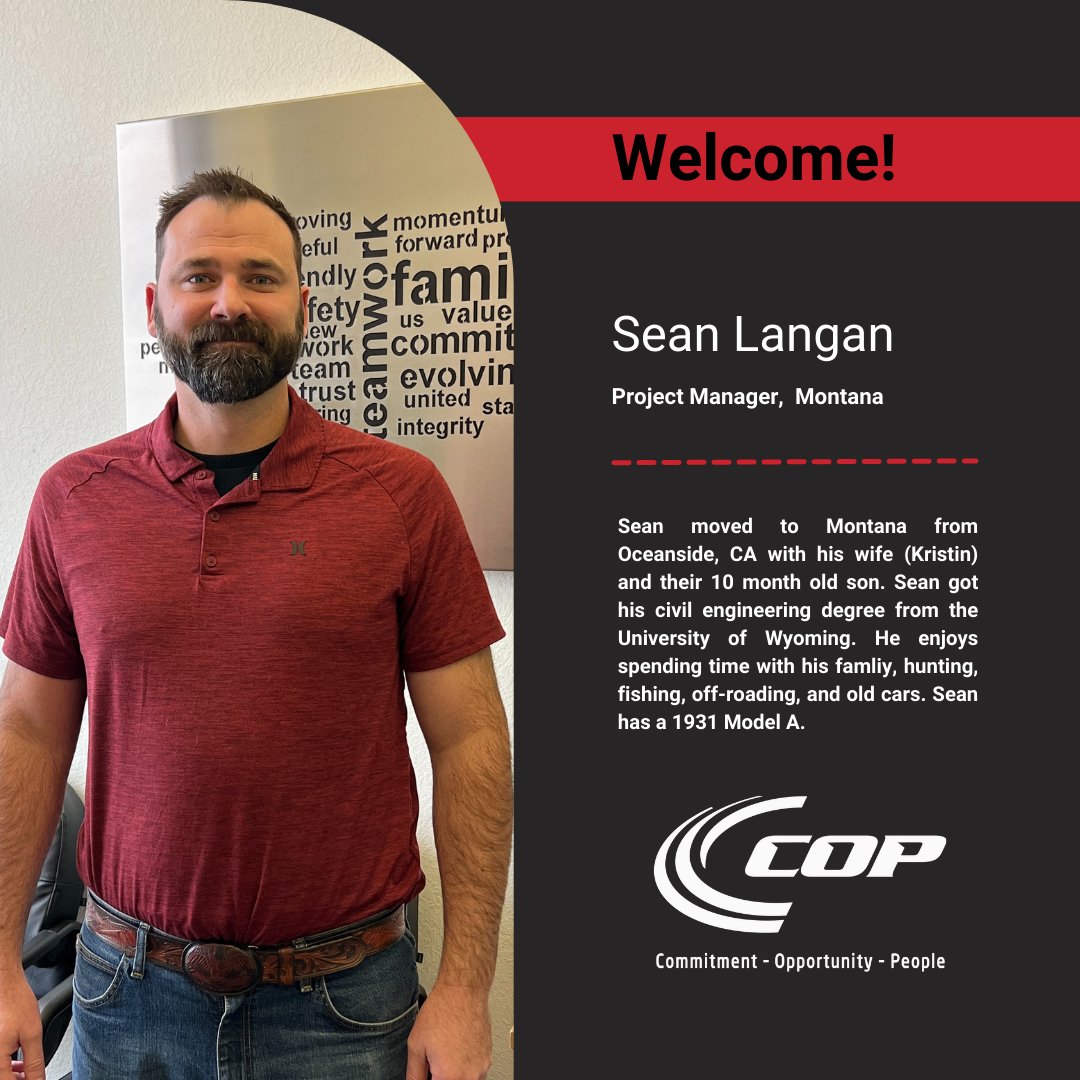 COPConstrLLC's tweet photo. Welcome to the team Sean!
#WeAreCOP #COPfamily #COPlife #COPconstruction #constructioncareers #careersinconstruction https://t.co/rZppHtWVaS