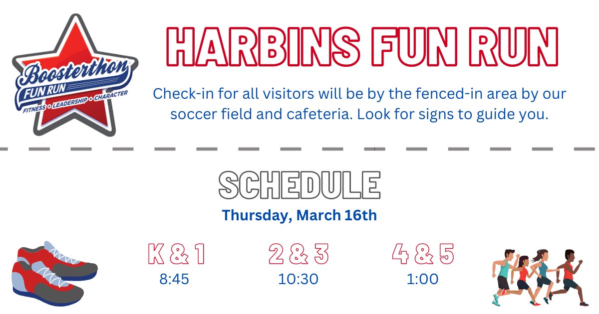 harbinses's tweet photo. See below for all of the details for our Fun Run. See you THURSDAY! https://t.co/8F13seTxfN