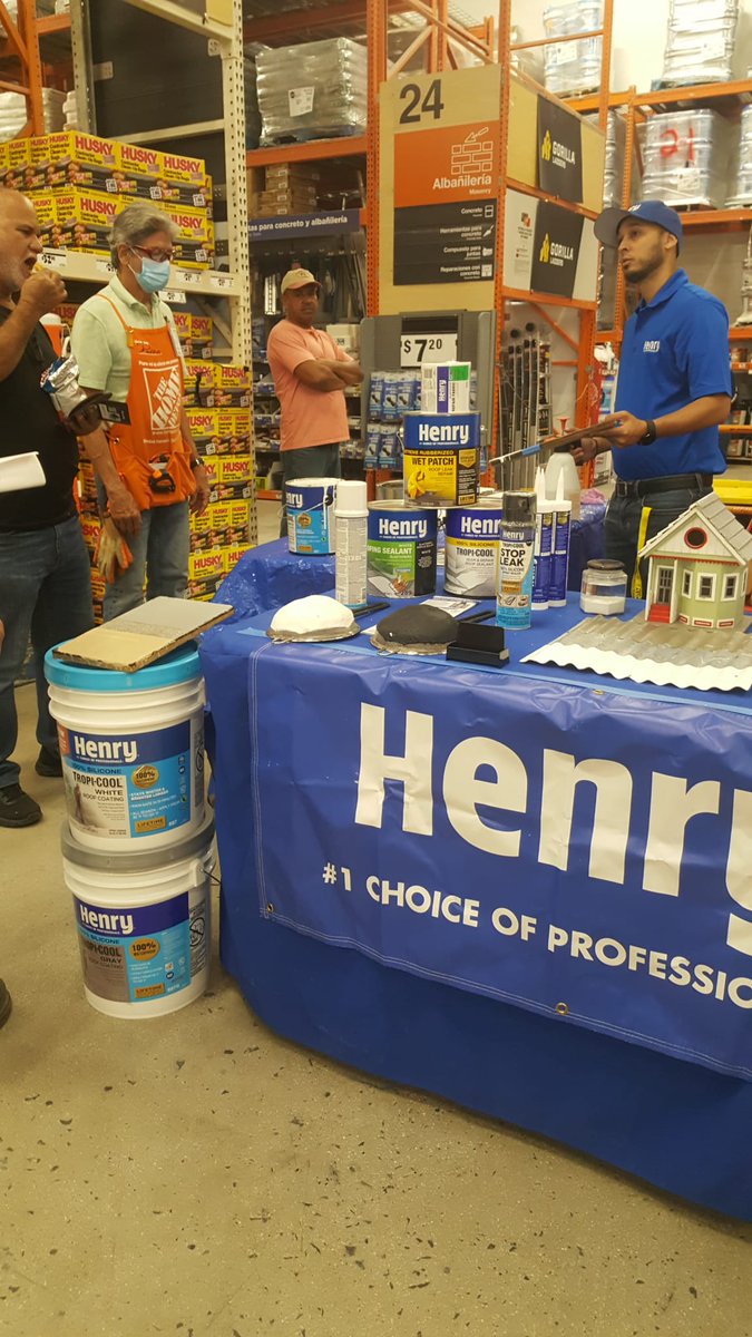 Alicea_HenryPR's tweet photo. Today at #6402 Home Depot Escorial PK Demo. Demonstrating to our customers and associates the best roof sealing product Henry 100% Silicone Tropi-cool.
@MWahba_HenryCo @sally_sebastyn @OmarFranquiz @belmaryvelazque @samueltorrespr @AlexC_HenryCo https://t.co/t4FejbGleE