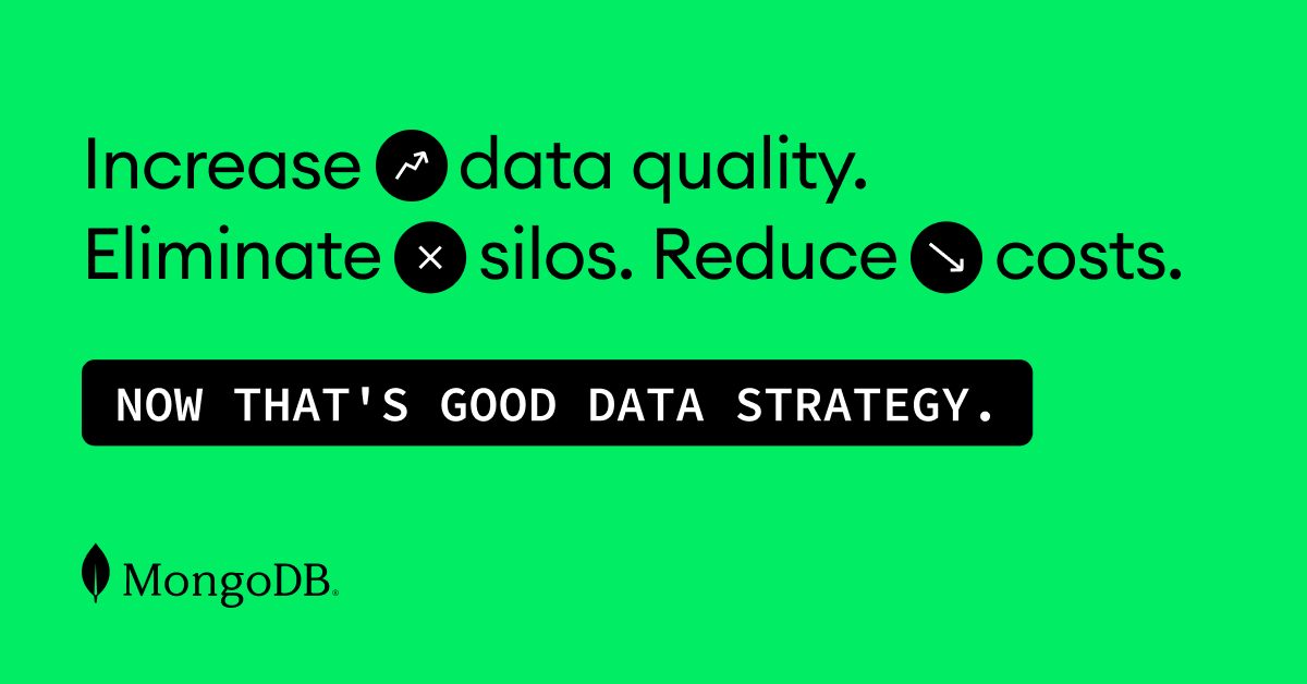 MongoDB's tweet photo. Here are the best practices for maximizing the value of data and strategies for modern data applications: https://t.co/fz03M1m5GD https://t.co/FXtWlm182c