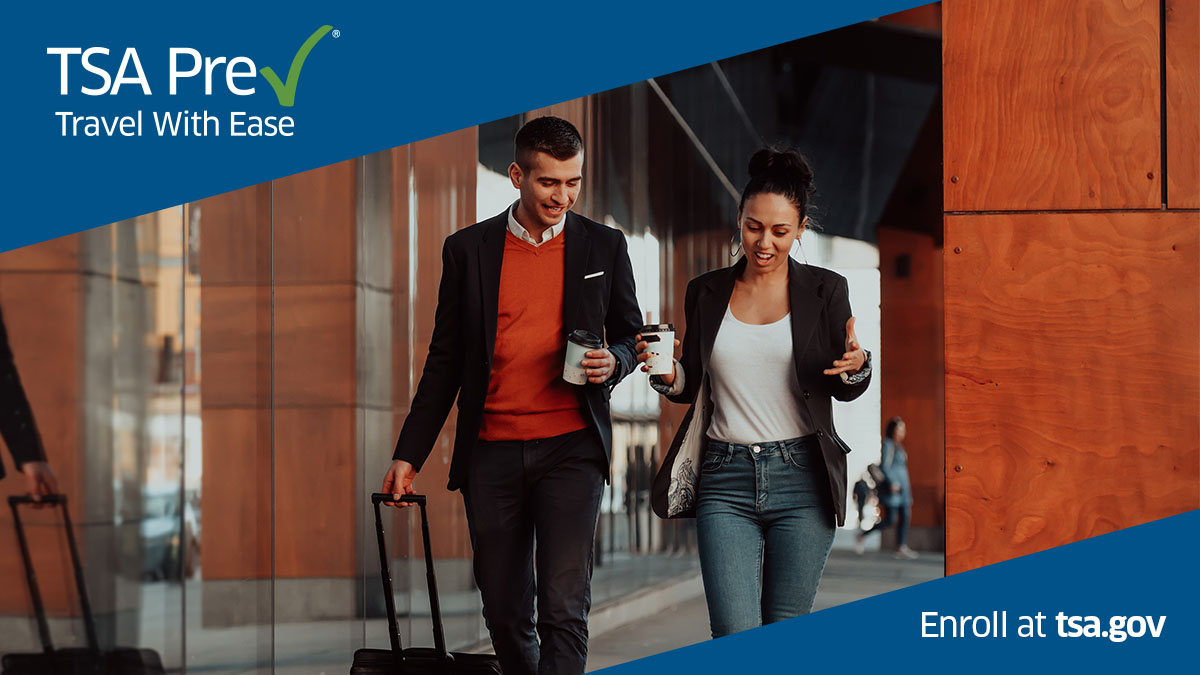 DHSgov's tweet image. If you’re a frequent traveler, improve your next trip by enrolling in @TSA #PreCheck. Keep your shoes, belts, and jackets on and keep your laptop in your bag as you enjoy a smoother and quicker travel experience. 

Learn more and enroll today: tsa.gov/precheck