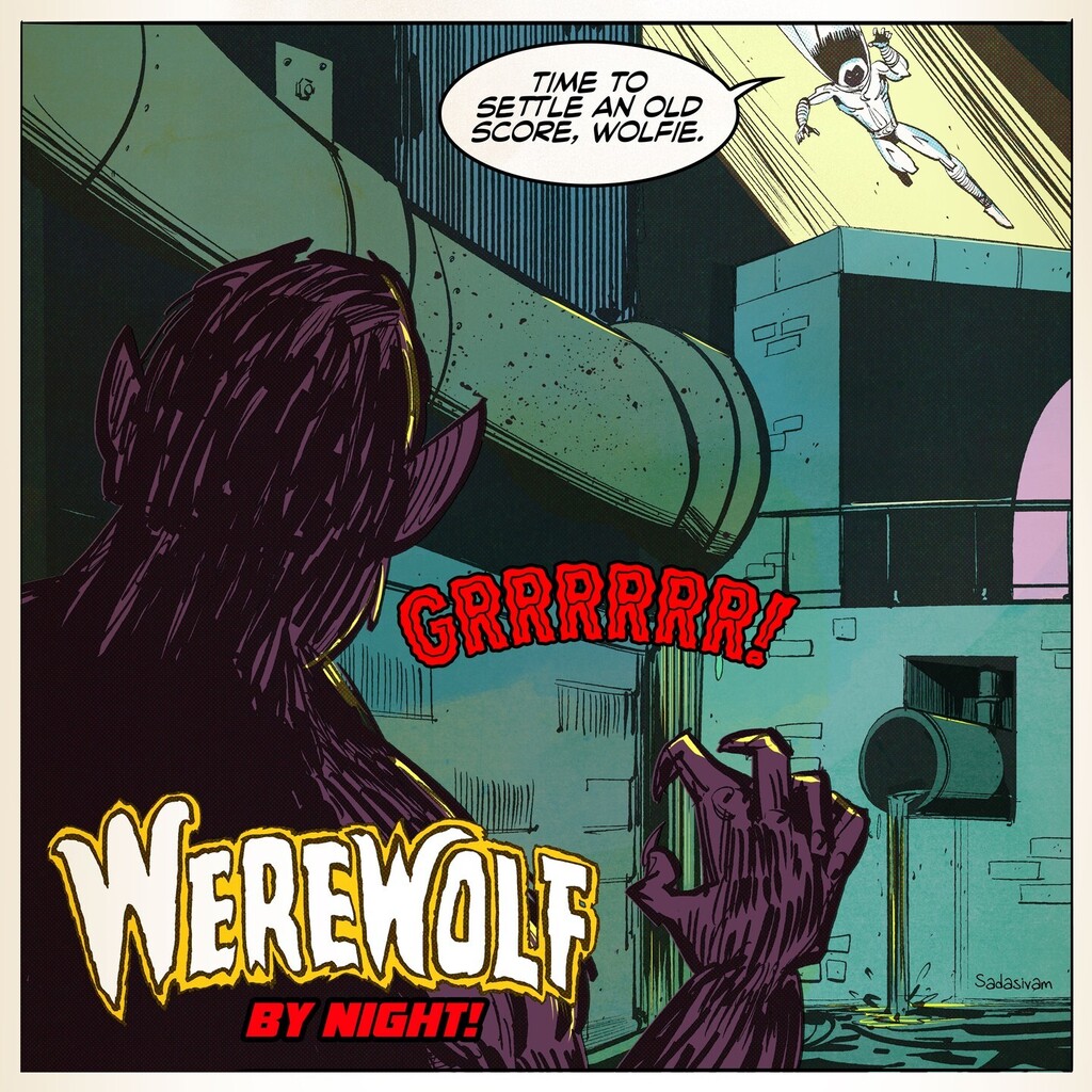 A wolf and a knight. #werewolfbynight #moonknight #comicpanel #illustration #comicart instagr.am/p/CpyFi_0Ovuh/