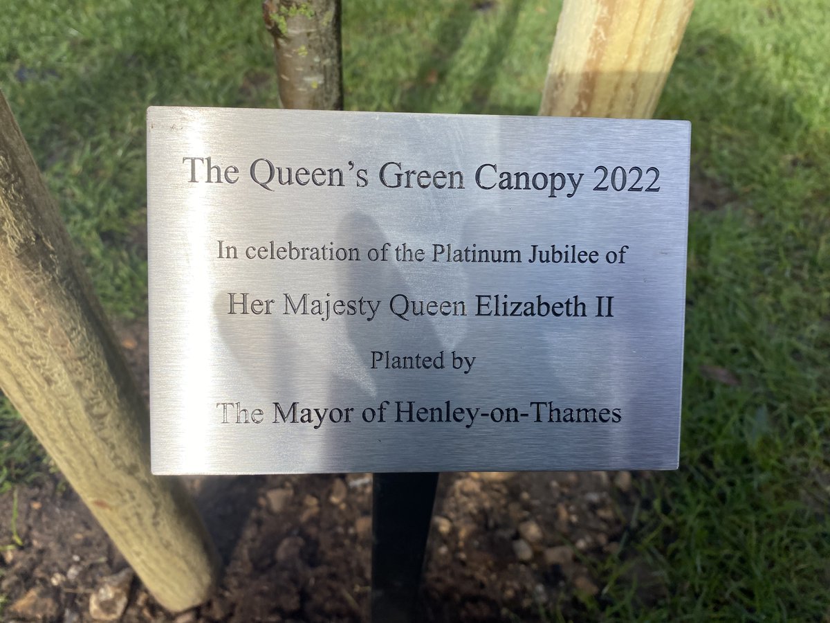 School councillors and our headteacher Tim Coulson welcomed Henley Mayor Michelle Thomas today. Under blue Spring skies she planted out a rowan tree, kindly donated by @HenleyTCM , to form part of the Queen's Green Canopy👑 🌳 🌳