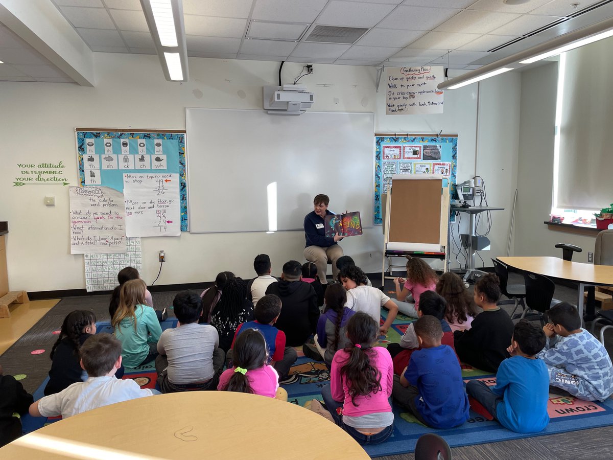 MichiganHHS's tweet photo. To celebrate #NationalReadingMonth, Director Hertel visited 2nd and 4th graders at Harrison Park Academy today in Grand Rapids. They had a fun and informative discussion and culminated the visit with a reading of This Magical, Musical Night by Rhonda Gowler Greene. https://t.co/01SyPV74hm