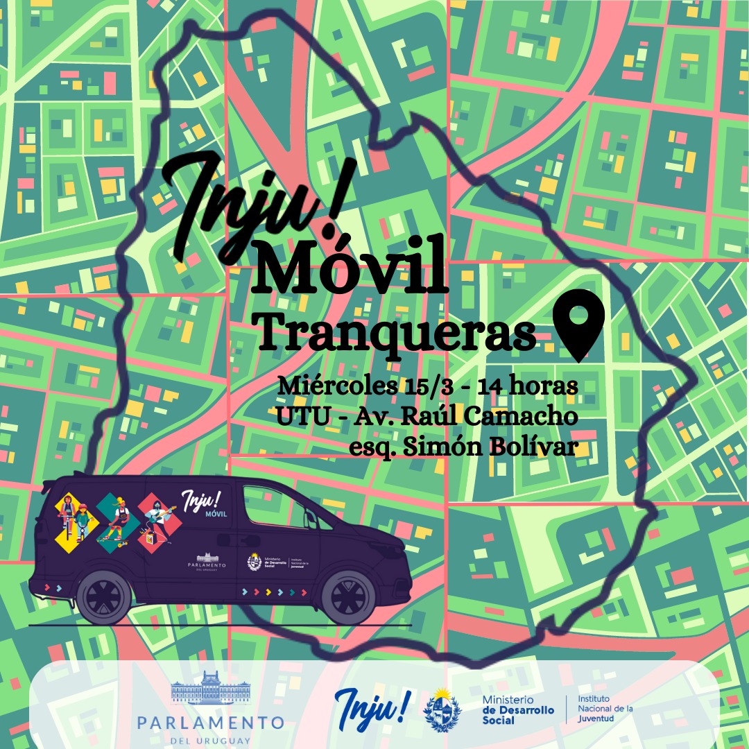 inju_uy's tweet photo. 𝑨𝒓𝒓𝒂𝒏𝒄𝒂𝒏𝒅𝒐𝒏𝒈𝒂 🚙💨
Mañana vuelve el #INJUMóvil a las rutas para llevar distintas propuestas informativas y recreativas a jóvenes de distintos puntos del país.
Esta semana actividades en #Tranqueras + info en nuestra web ➡️
https://t.co/izAQig0DeQ https://t.co/i9ZetG8mXE
