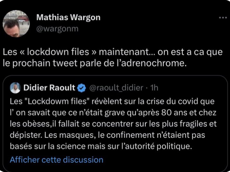 Olivierfente's tweet image. ⚠️ALERTE GÉNÉRALE ⚠️

💥Le pauvre petit Mathias qui raille le Pr @raoult_didier sur les #lockdownfiles, c&apos;est d&apos;un ridicule affligeant ‼️

💥Quand on pense que des ânes comme lui ont pu s&apos;exprimer librement et désinformer les français pendant 3 ans dans les médias mainstreams 🤦‍♂️