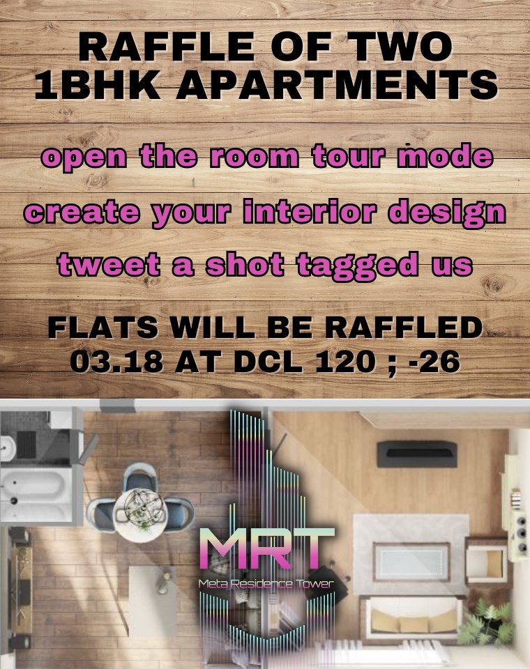 residence_meta's tweet image. 🎁Design the room, and win the apartments!

We decided to raffle TWO 1BHK apartments among all who will tweet a shot of a well-designed room tagged @residence_meta 

Flats will be raffled at 03.18

❗️We will remove the 15-min limit for the room tour mode after 50 retweets here