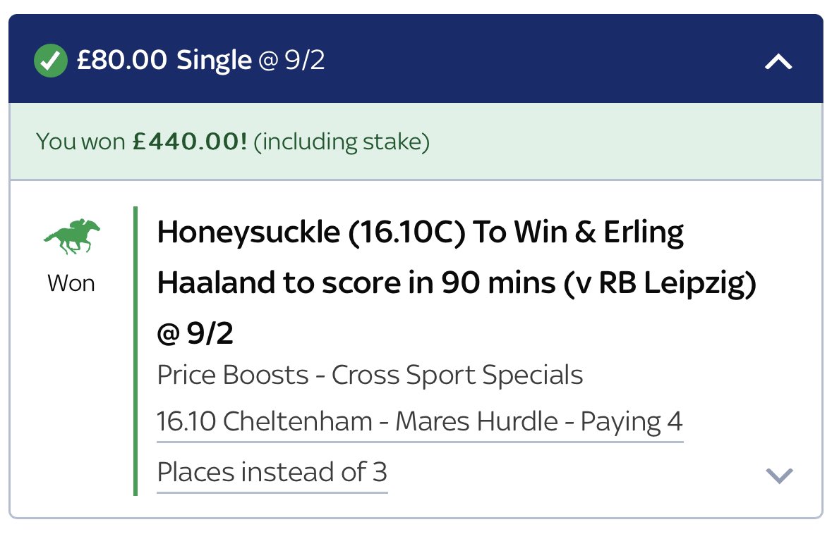 RobDarbyshire's tweet photo. @AndyRobsonTips Nice little cross sport double in there 👍🏻 https://t.co/QtJXwtzbkR
