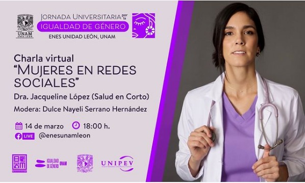 FacultadMedicinaUNAM (@facmedicinaunam) on Twitter photo A las 18:00 horas participa como estudiante invitada: Citlali Hernández del 2do año de la Lic. de Médico Cirujano de nuestra Facultad, en la charla virtual con <a href="/drajackielopez/">Jackie López</a>, como parte de la Jornada Universitaria por la Igualdad de Género. A través de: facebook.com/ENESUNAMLEON A las 18:00 horas participa como estudiante invitada: Citlali Hernández del 2do año de la Lic. de Médico Cirujano de nuestra Facultad, en la charla virtual con <a href="/drajackielopez/">Jackie López</a>, como parte de la Jornada Universitaria por la Igualdad de Género. A través de: facebook.com/ENESUNAMLEON