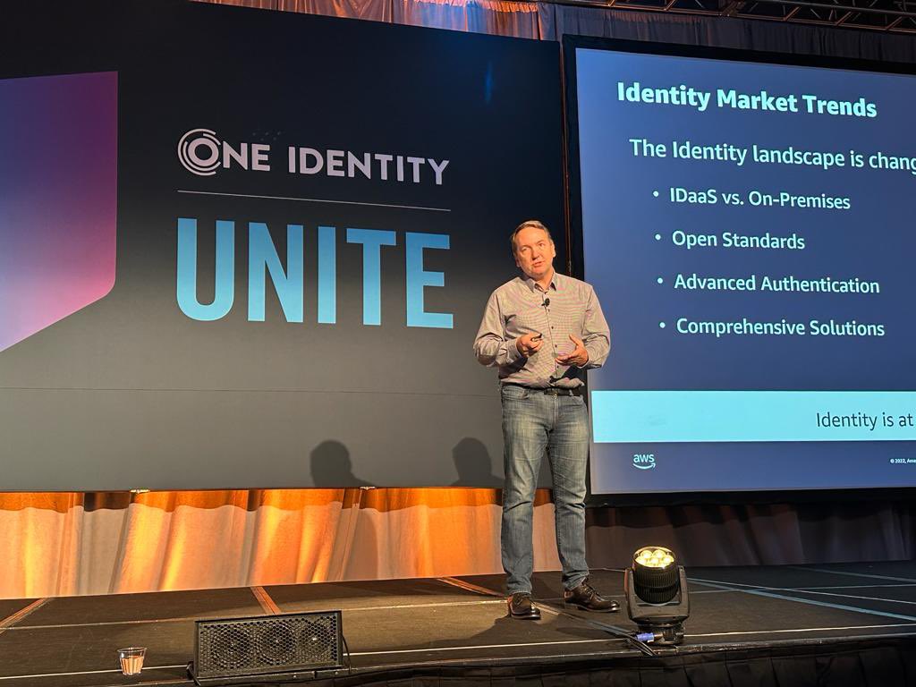 What better way to wrap up day 1 of #OneIdentityUNITE than with a closing keynote from our partner <a href="/AWS/">Amazon Web Services</a>? Thank you, Steve Vinsik, Senior manager, for sharing insights on #identitysecurity in the #cloud and how integrations with One Identity can simplify access to AWS accounts.