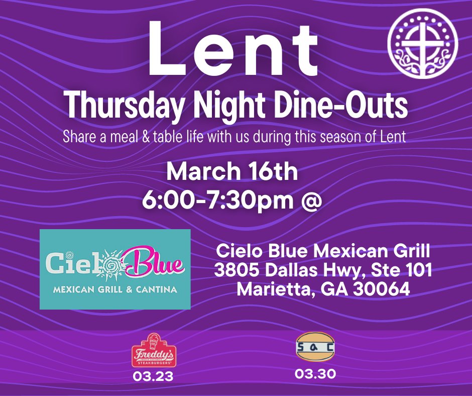Lent Dine-Out is this Thursday from 6:00-7:30 PM at Cielo Blue Mexican Grill. See you there!🌮