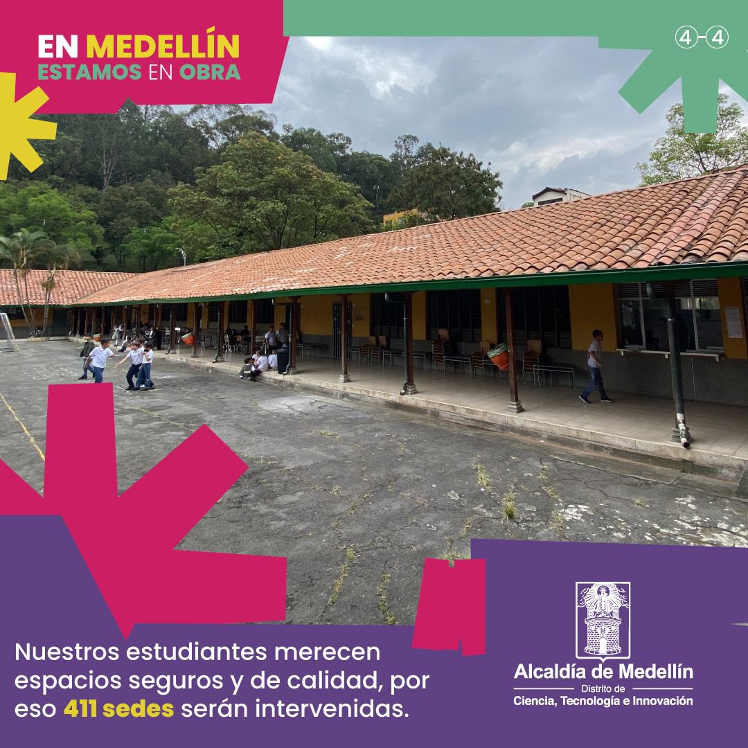 Comenzamos! 👏 En la Institución Educativa Gilberto Alzate Avendaño,  iniciamos el plan más ambicioso para la reconstrucción, renovación y  mantenimiento de la infraestructura educativa en la historia de Medellín.  #MilObrasPorMedellín 🚀