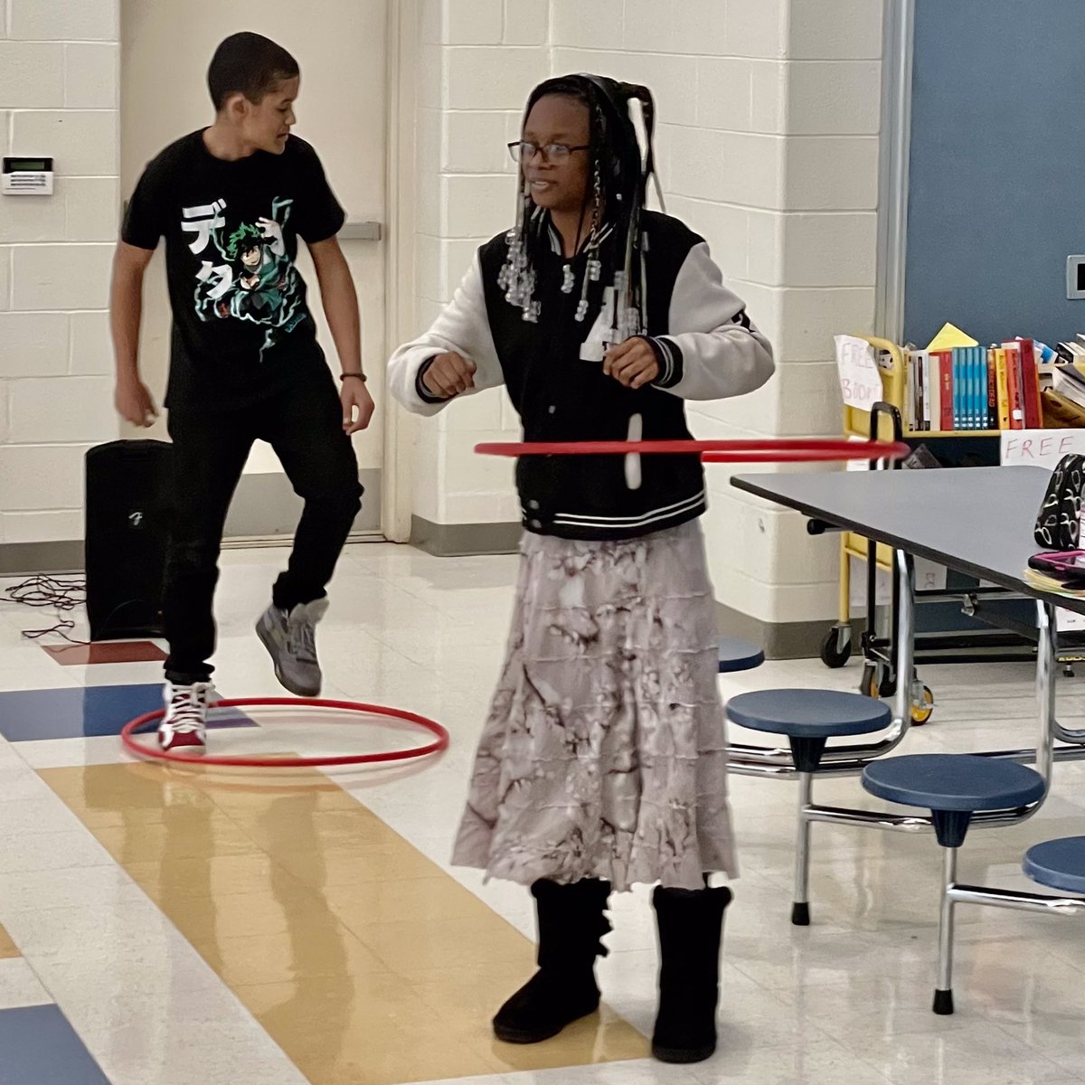 🎉Thanks to our math department for the fun Pi Day activities @ lunch: Oatmeal pies, 🥧 eating contest and hula hoop contest.  Lots of 😂, 😀 and 👏🏽👏🏾. #PhillipsPhamily