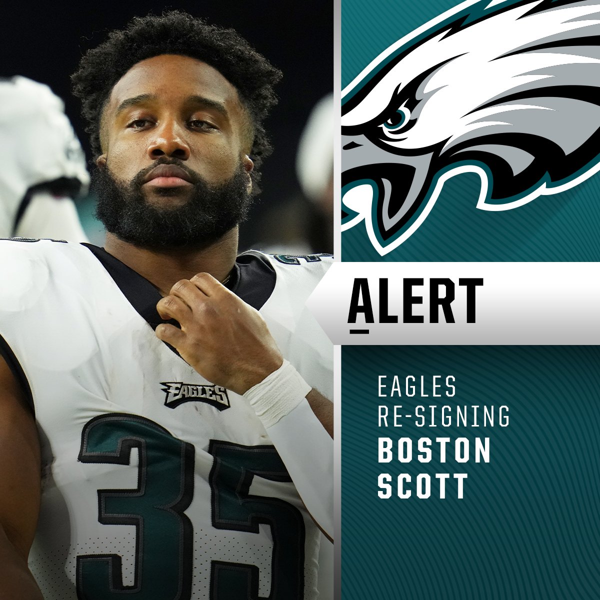 Eagles re-signing RB Boston Scott to one-year, $2M deal. (via @TomPelissero)