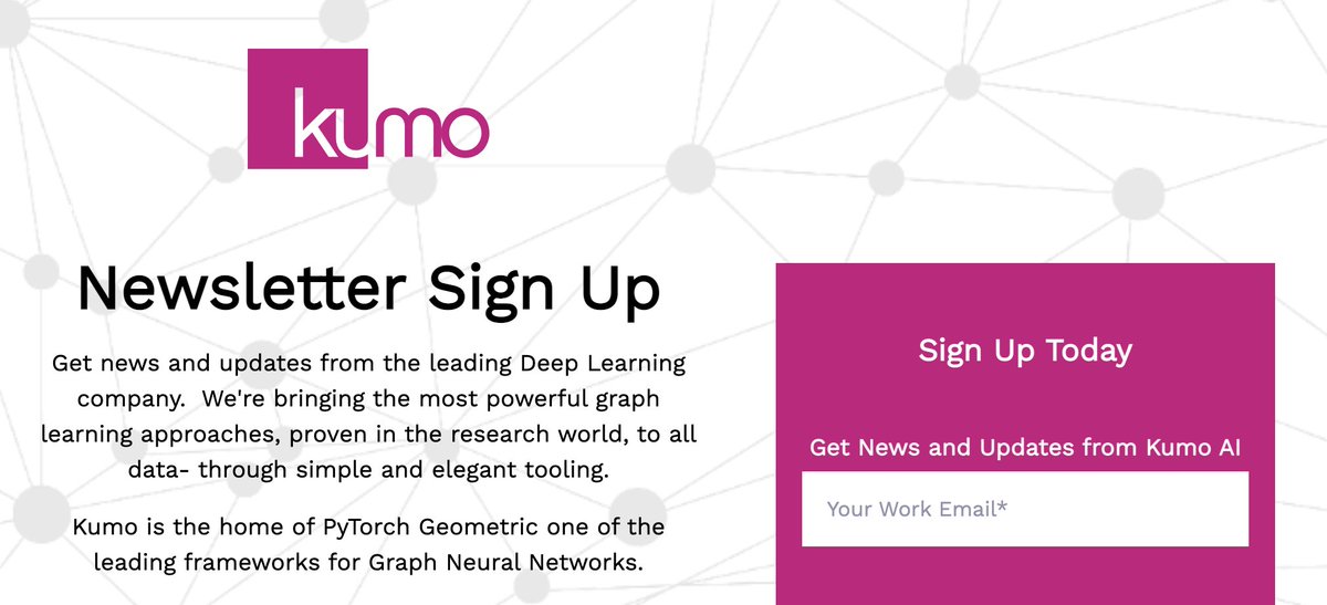 Kumo_ai_team's tweet image. Get news and updates from the leading #DeepLearning company. We're bringing the most powerful #GraphLearning approaches, proven in research, to all data. Home to #PyTorchGeometric. hubs.ly/Q01GRCfz0