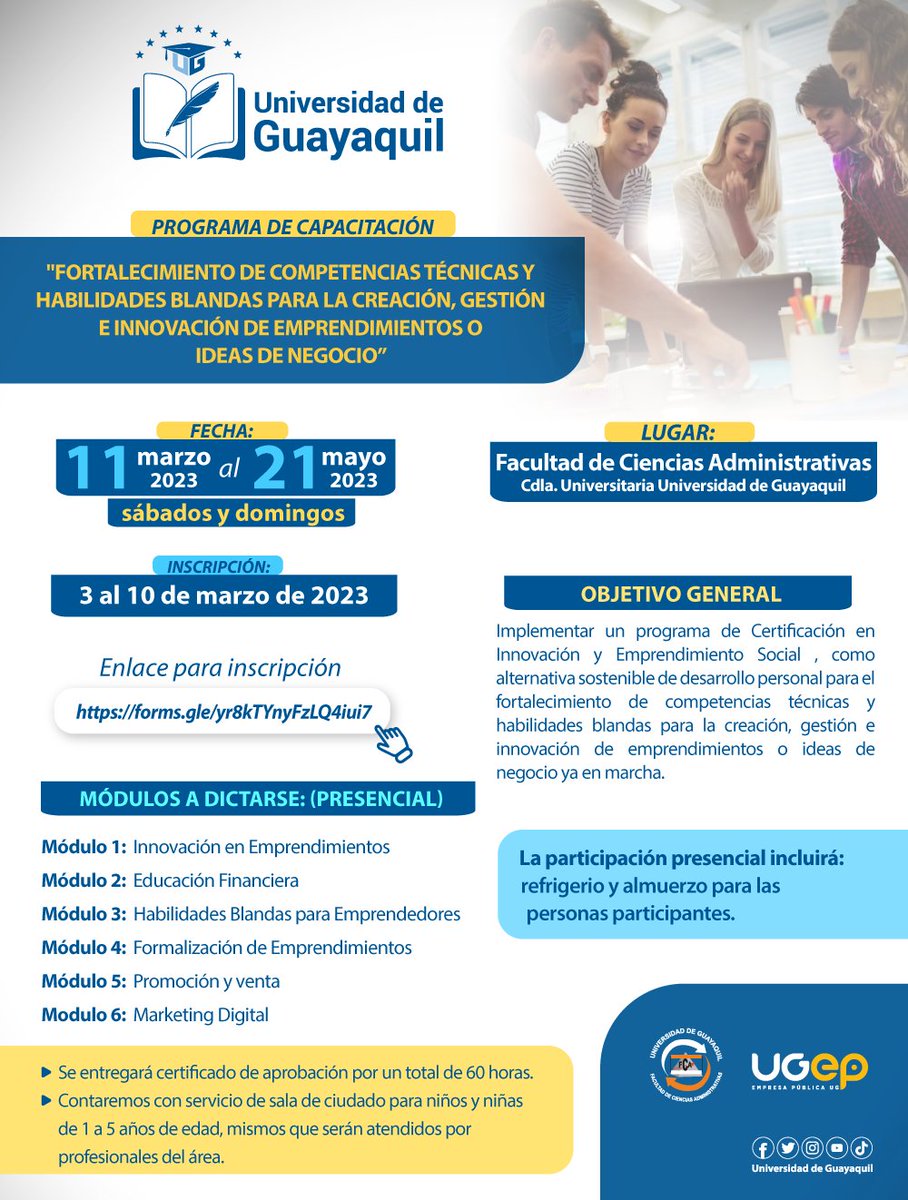 EcWalterCaiced3's tweet photo. Gracias a la Universidad de Guayaquil, la Organización Internacional Migración OIM, Citi Foundation, UG-EP, por permitir ejecutar el Proyecto de Vinculación que brinda capacitaciones dirigidas a migrantes venezolanos, con el fin de que puedan ser aplicadas en sus emprendimientos https://t.co/EuQ578rbqw