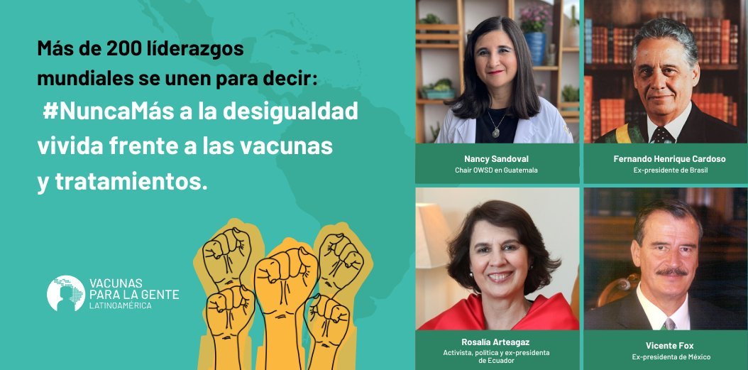 Oxfam_CA's tweet photo. Pedimos a los líderes mundiales que se comprometan a #NuncaMás 

Latinoamérica está presente en este movimiento mundial de #VacunasparalaGente🗣️

La lucha solo terminará cuando no haya #PandemiaDesigual en nuestros países. 🗺️ https://t.co/g3BnGOJI0e