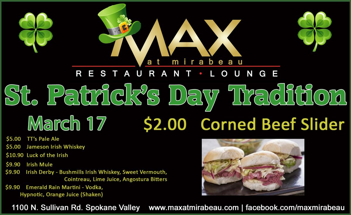 AtMirabeau's tweet photo. Join us for our annual St. Patrick's Day celebration with food, beer, wine and cocktail specials! #StPatricksDay2023 https://t.co/2no6QiCnIM