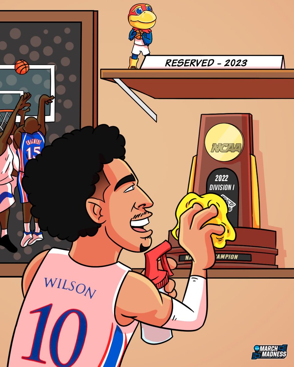 MarchMadnessMBB's tweet photo. Jalen &amp; the Jayhawks are ready to defend their title 🏆 #MarchMadness https://t.co/lbBIbro0WR