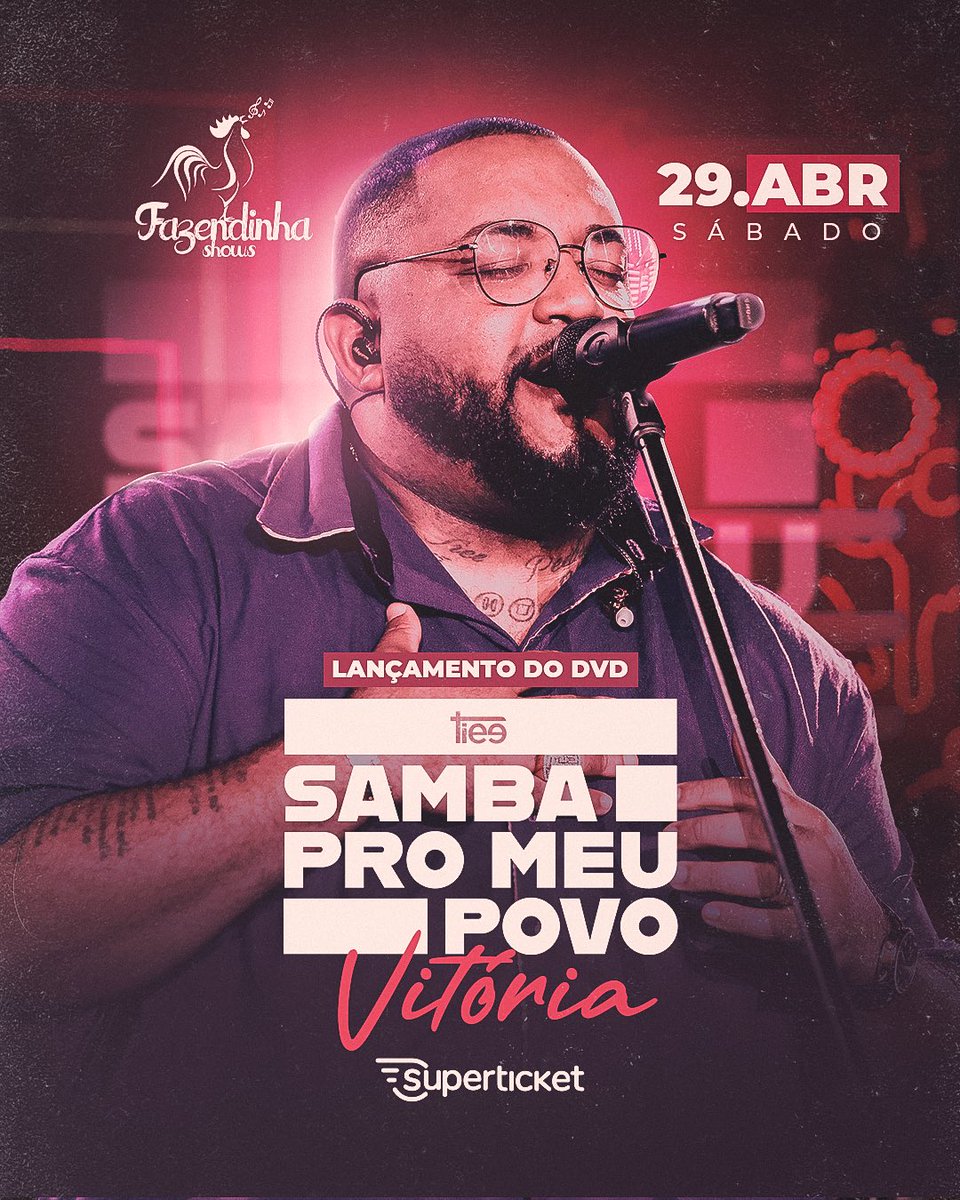 SAVE THE DATE 

SAMBA PRO MEU POVO, 29 de Abril. <a href="/tieeoficial/">TIEE</a> ❤️‍🔥

#lancamentododvd #lugardegentefeliz

📲 Infos: (27) 9 9930-0312

@fazendinha_shows
@producoesaquarius