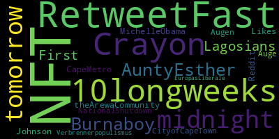 infokalyptisch's tweet photo. Trending in my timeline now: #NFT (2) #RetweetFast (1) #10longweeks (1) #Crayon (1) #midnight (1) #tomorrow (1) #AuntyEsther (1) #Burnaboy (1) https://t.co/dr3xjwdqu8