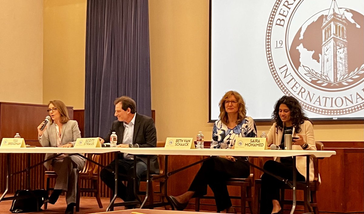 bechamilton's tweet photo. All star lineup here ⁦@UCBerkeley⁩ for the BJIL symposium on mass atrocities with ⁦@bridgewriter⁩ ⁦⁦@StateDept_GCJ⁩ Scott Strauss and Prof Saira Mohamed https://t.co/aINQP9wTs2