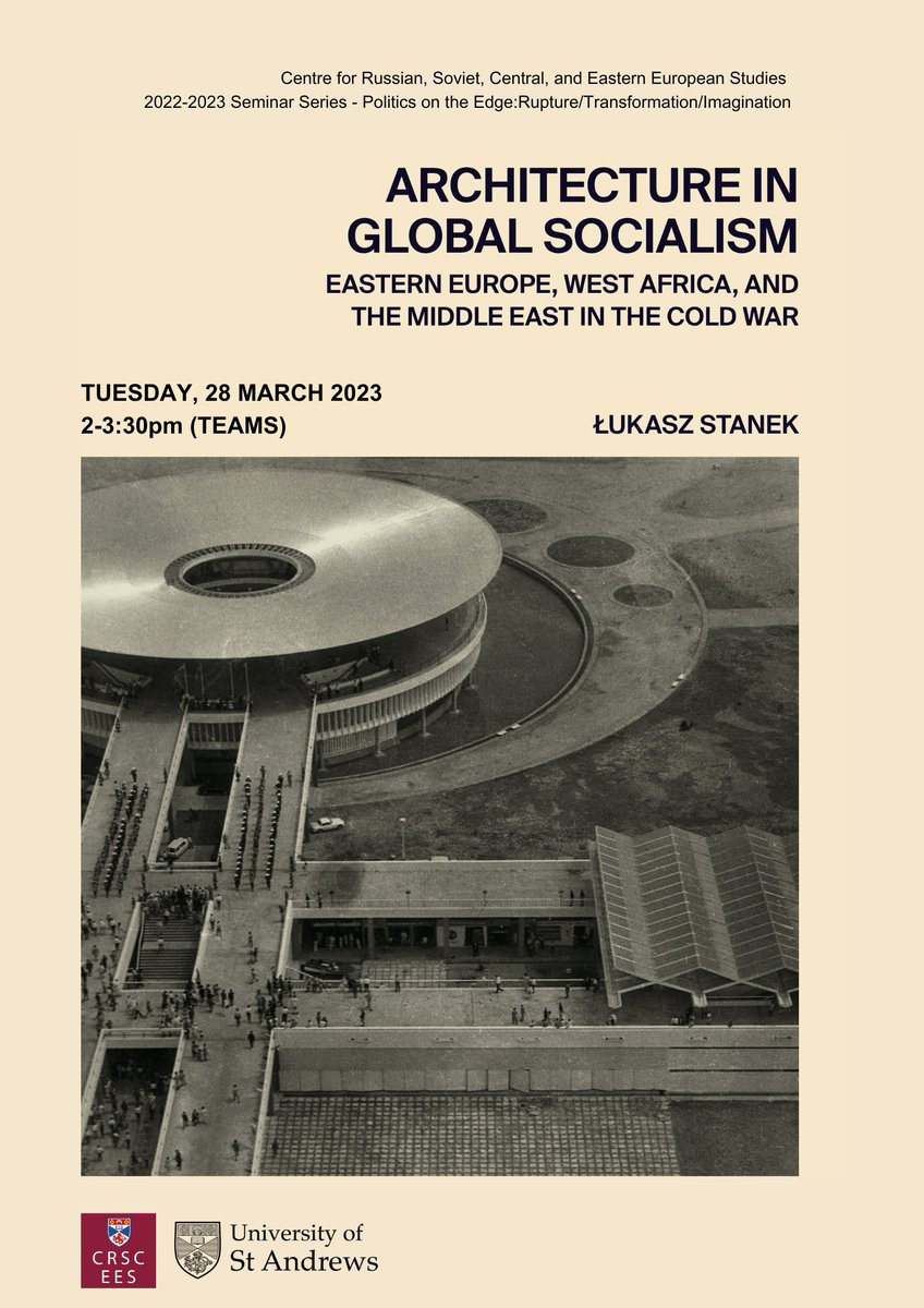 CRSCEES's tweet photo. We are excited to invite you to the next event in our seminar series: 'Architecture in Global Socialism' with Łukasz Stanek, University of Michigan!

Tuesday, 28 March, 2-3:30pm on Teams.

@StanekLukasz https://t.co/1lKDGIwOOi
