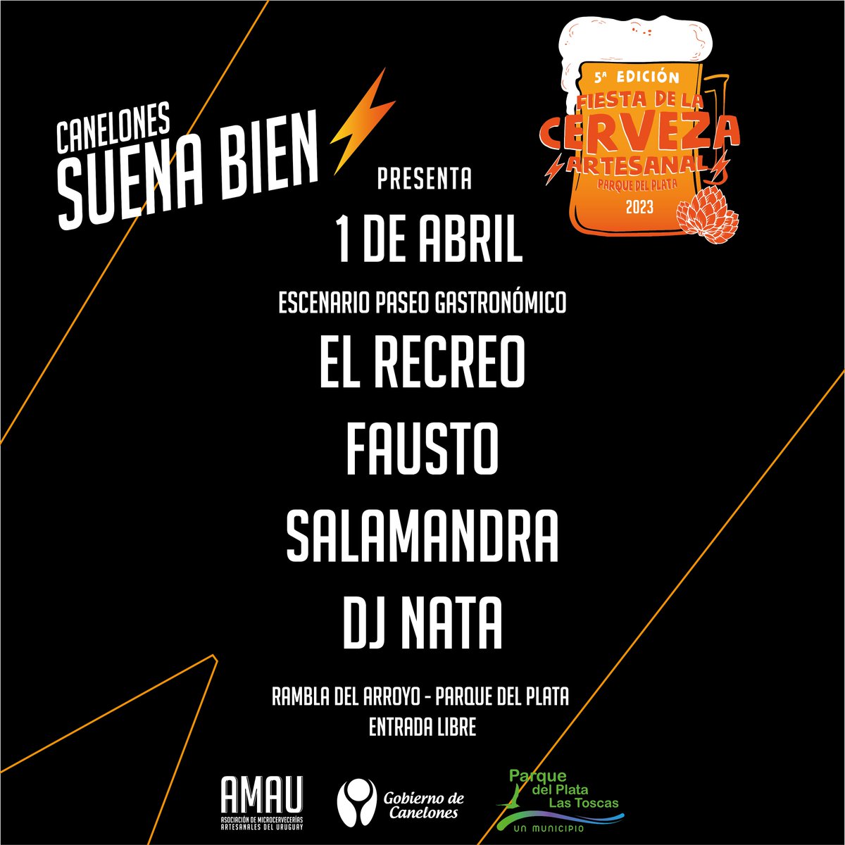 IdCanelones's tweet photo. ⚡️Canelones Suena Bien en Semana de Turismo

Cada vez estamos más cerca de vivir 2 jornadas inolvidables de #CanelonesSuenaBien⚡

🗓️1 y 2 de abril
 
🎤Serán dos escenarios en el marco de la Fiesta de la Cerveza Artesanal de #ParqueDelPlata donde se presentarán grandes artistas👇 https://t.co/2YJigbVdal
