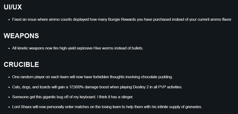 Thank goodness. Some of these issues were getting out of hand. #Destiny2