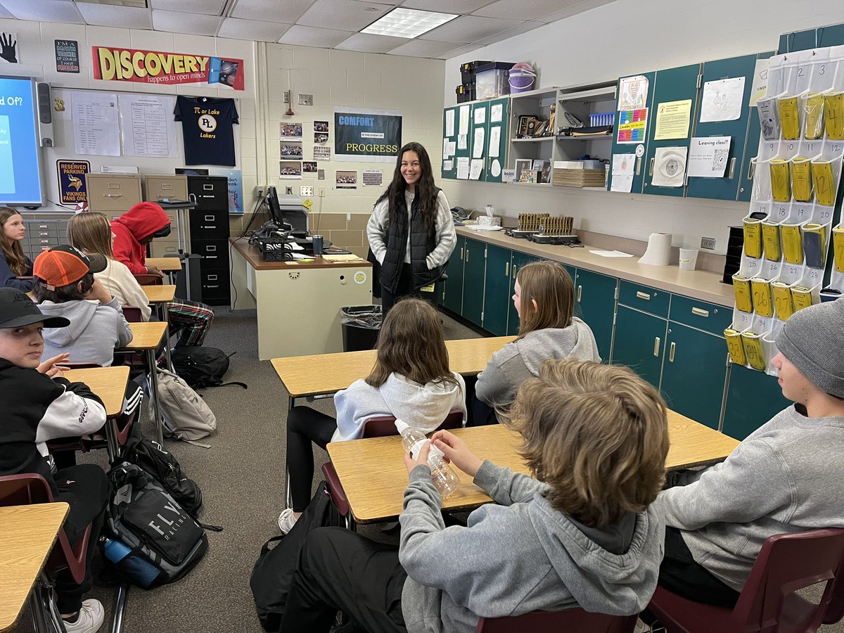 TPadilla22's tweet photo. The Laker Leaders crew is back at it again with visits to our 8th graders to discuss Confidence! HOMS today, TOMS on Thursday, then the 5th graders next week! Great leadership from @plhsglax, @GymnasticsLake, @PLSpeech, and many more! @PLLakers @DrBezek @SupePLSAS @isd719 https://t.co/WJKFwjB7DE