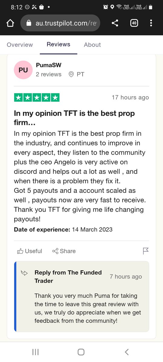 Monk1King's tweet photo. @I_Am_The_ICT Hey chief. Please warn everyone about TFT prop firm. They are scammers. Stick with FTMO 

Their reviews dropped from 5 stars to 4.6 in 2 months. Now they've resorted to paying fiverr $10 to write fake reviews. pathetic https://t.co/YheXtJrYaG