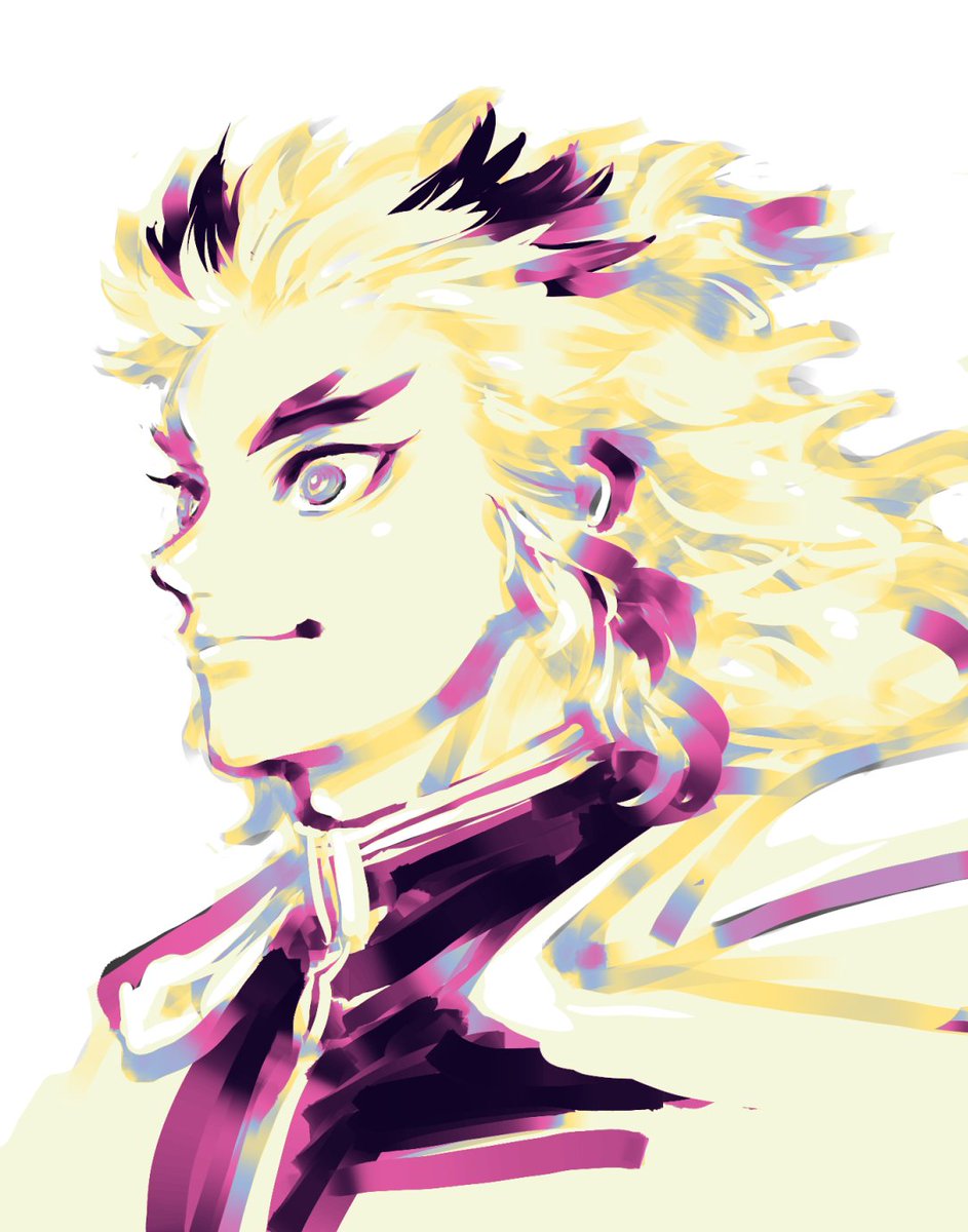 rengoku kyoujurou 1boy solo male focus demon slayer uniform forked eyebrows blonde hair smile  illustration images