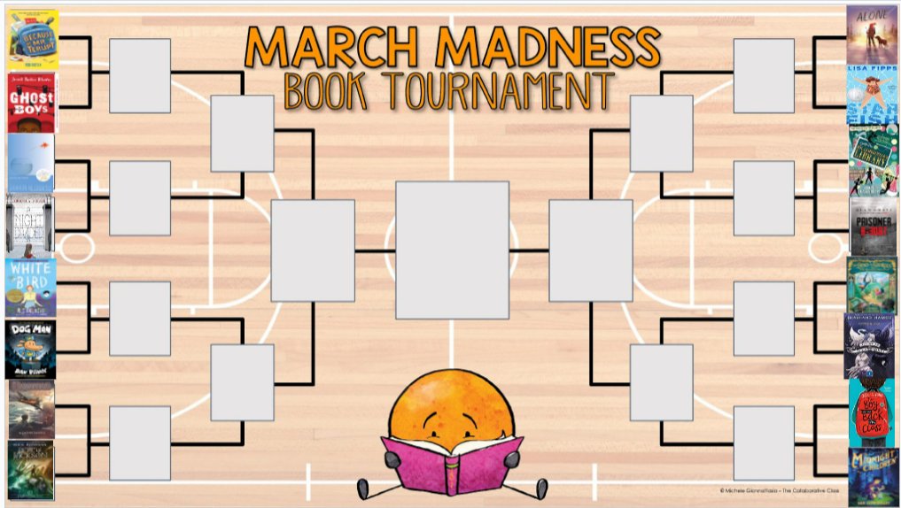 Our 23' #MarchMadnessBookTournament SET! How do you choose? Thank you @RobBuyea @jewell_p_rhodes @sharonmdraper @nielsenwriter @RJPalacio @laurenTarshis @rickriordan @CGrabenstein @AlanGratz @SomanChainani @meganefreeman @AuthorLisaFipps @chriscolfer @OnjaliRauf @DanGemeinhart