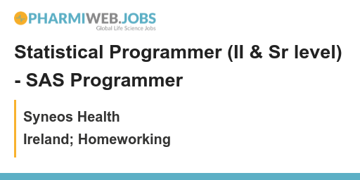 PharmaNews_Jobs's tweet image. Statistical Programmer (II &amp;amp; Sr level) - SAS Programmer - bit.ly/3LnQVzi

Are you a SAS Programmer looking for a new opportunity? Check out this Statistical Programmer role at II &amp;amp; Sr levels! #StatisticalProgrammer #SASProgrammer #JobOpportunity